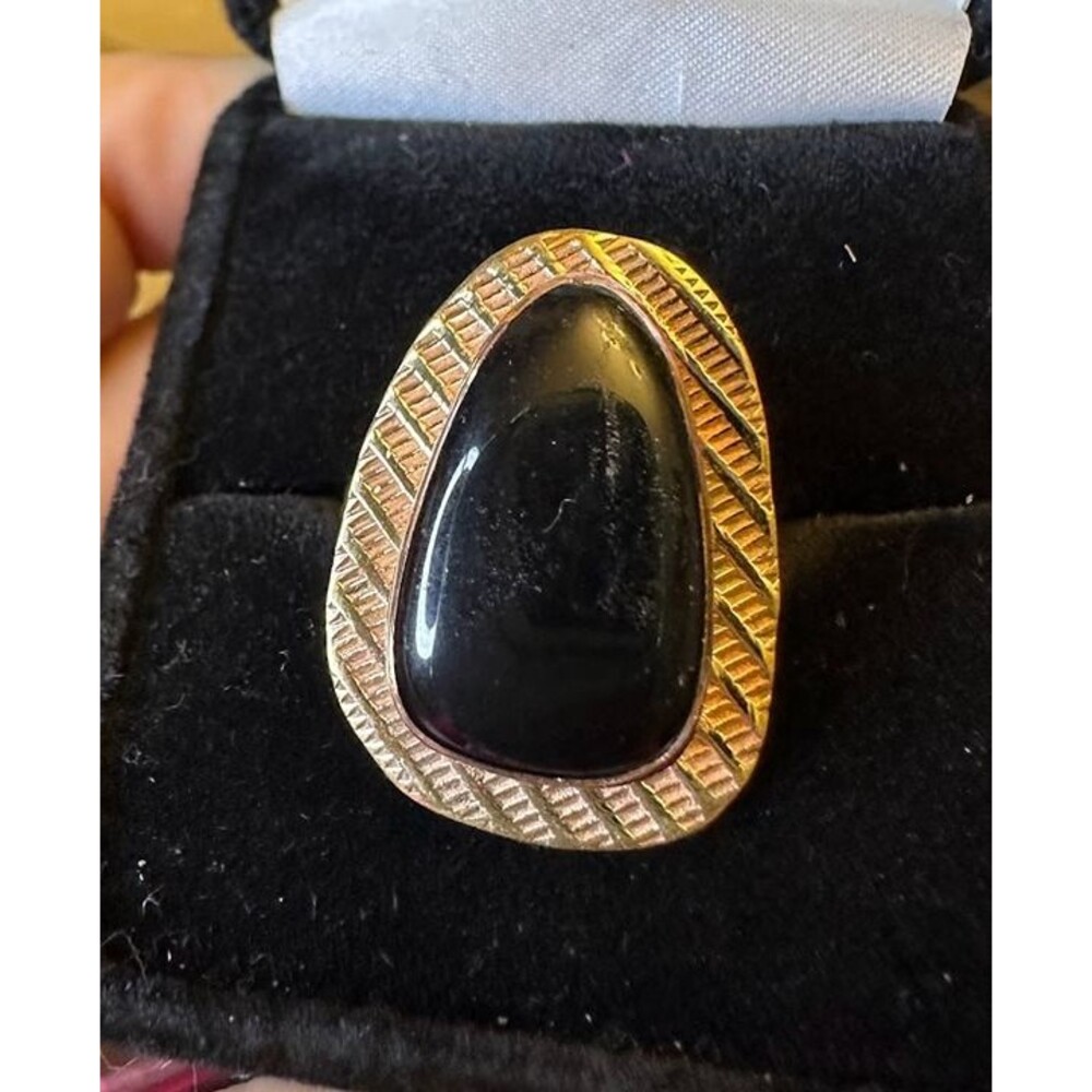 Black Onyx Pure Copper Ring Size 8